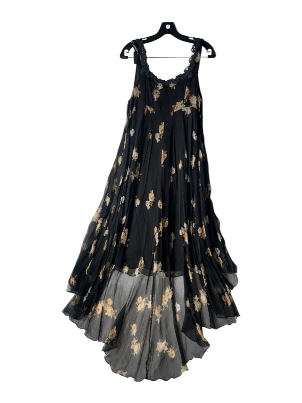 Free People Black Maxi Skirt with Cream and Tan Floral Print